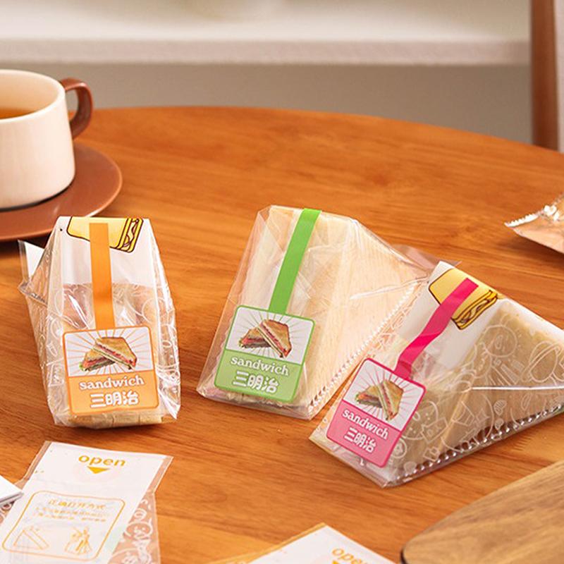 100Pcs Sandwich Plastic Packaging Transparent Triangle Bags For Bread Butty Bags Birthday Party Decoration Treat