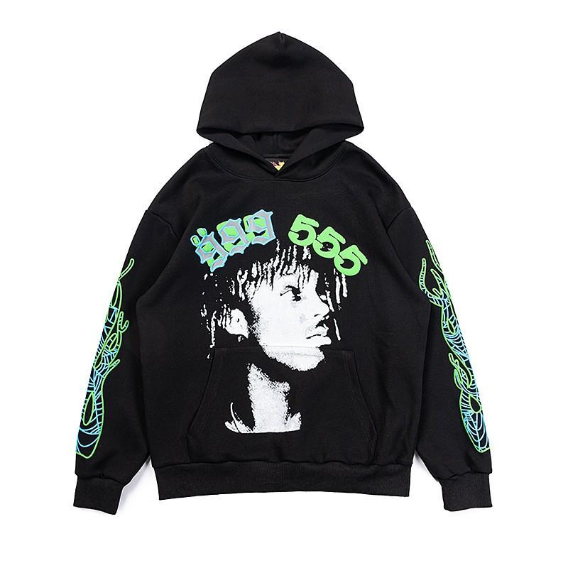 Young Thug 555 Same Style Foam Print Hoodie Couple Loose Fit Sweatshirt Men