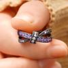 High-End Double-Layer Design Ring For Women Sweet Cool Black Purple Niche Personality Jewelry Accessory
