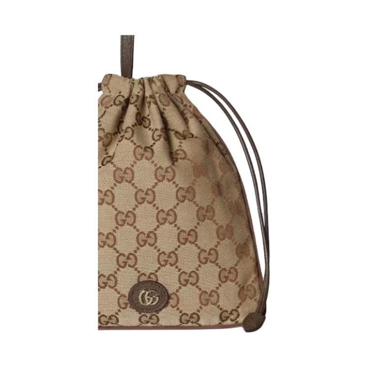Gucci Minuet Logo Print Canvas Clutch Bag Unisex Clutch Bag Brown 837666-FAEUY-9795