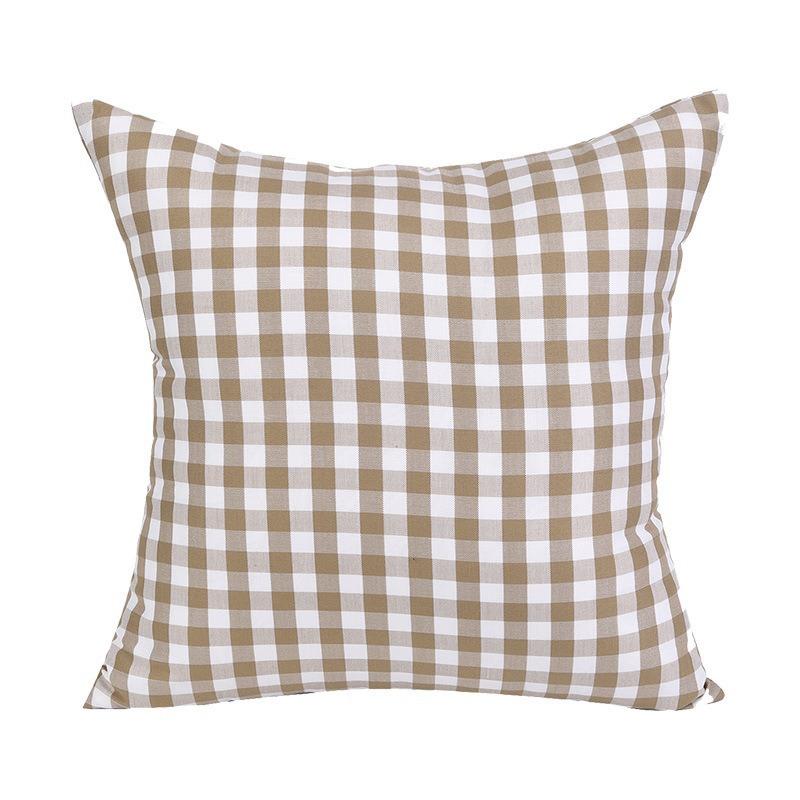 Spring Plaid Pillowcase B&B Office Core-free Backrest Small Fresh Pillow Single Student Dormitory Pillowcase