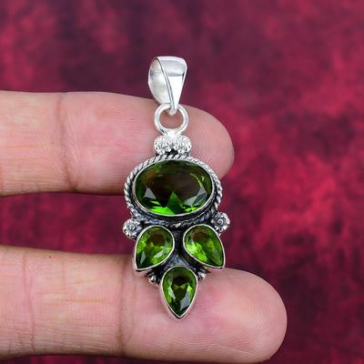 Ciondolo Peridoto Gioielli con Pietre Preziose, Ciondolo in Argento Sterling Massiccio 925, Gioielli Fatti a Mano Ciondolo Pietra Portafortuna, Regalo Per Lui