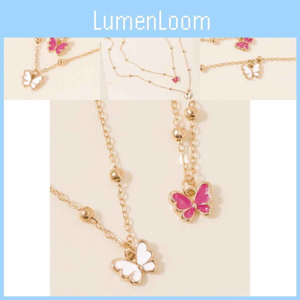 Unique Double Layer Butterfly Necklace For Women Chic Fashionable Alloy Pendant