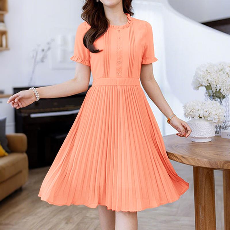 ZANZEA Women Casual Round Neck Summer Short Sleeve Dress