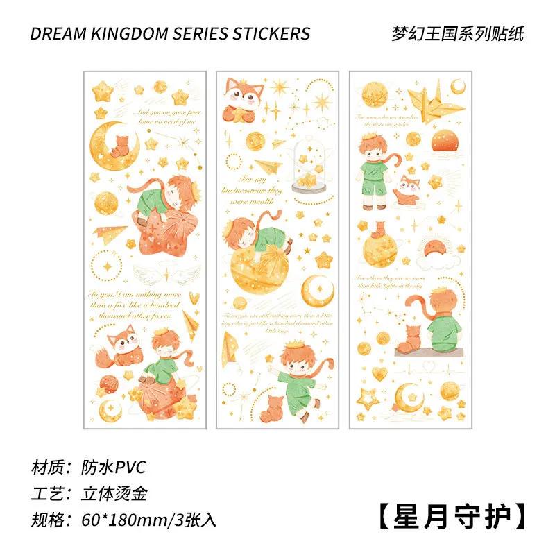 3pcs/set Cute princekin rose Bronzing Sticker Decorative for DIY scrapbooking Journal Photo album decoration materials Stickers