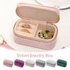 Velvet Mini Jewelry Storage Box Kawaii Girls Ring Earrings Necklace Tiny Organizer Zipper Jewelry Case Travel Accessories