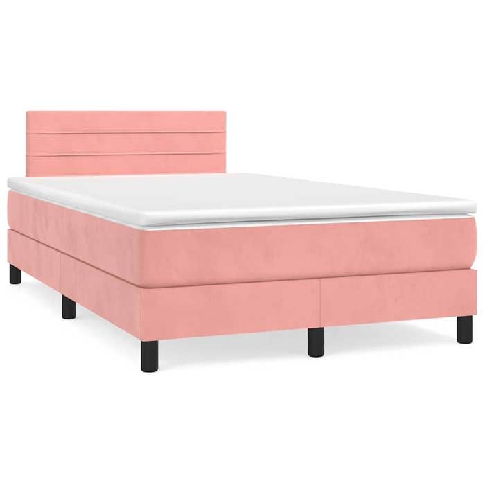 Maison Exclusive - Sommier à lattes de lit et matelas LED rose 120x190 cm velours