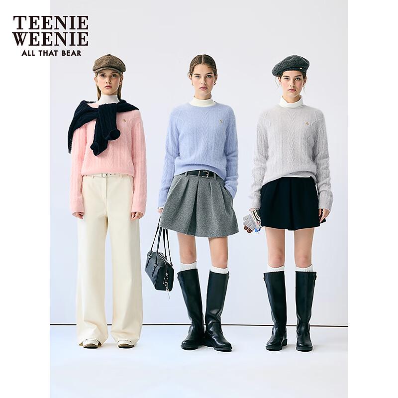 Teenie Weenie Women's Cable Knit Round Neck Sweater