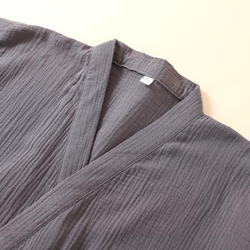 2026 Japanese New Spring/Summer Couple Kimono Robe 100% Cotton Crepe Cloth and Women's Bathrobe Thin Home Sleeping Robe