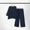 Women's Solid Vintage Pants Set Cotton Linen Casual Long Sleeve Loose Cotton Set