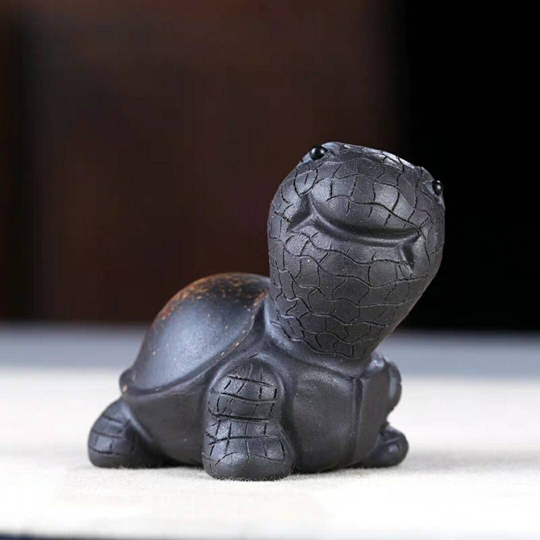 

Handmade Purple Clay Golden Turtle Tea Pet Nurturable for Gongfu Tea Ceremony Home Desk Decor Lid Holder Collectible Gift