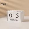 Durable Iron Art Calendar Metal Bird Perpetual Desk Calendar, Frame Desktop Office Accessory with Rotating Flip Month Date Display for Home