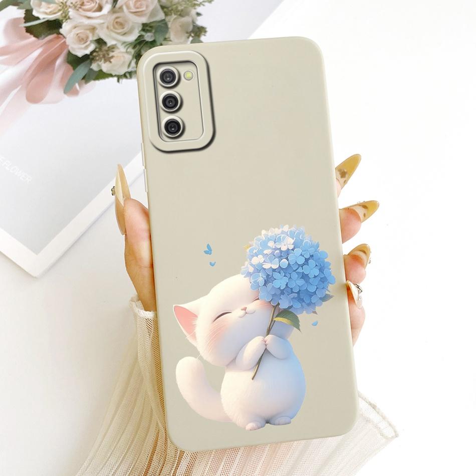 For Samsung Galaxy A03s Cute Cat Flower Cartoon Phone Case For Samsung A03S SM-A037G Shockproof Soft Silicone Covers Bumpers