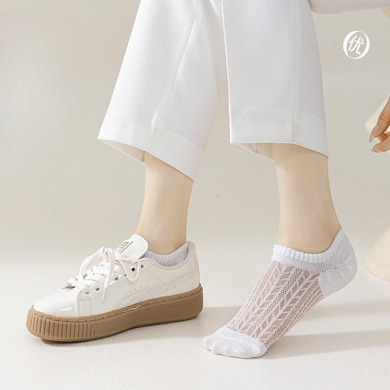 5 Par Letnich Cienkich Skarpetek Stopki Damskich, Nie Zsuwających się z Pięty, Silikonowe Antypoślizgowe Niewidoczne Krótkie Skarpetki, Skarpetki do Klimatyzacji, Skarpetki Siateczkowe