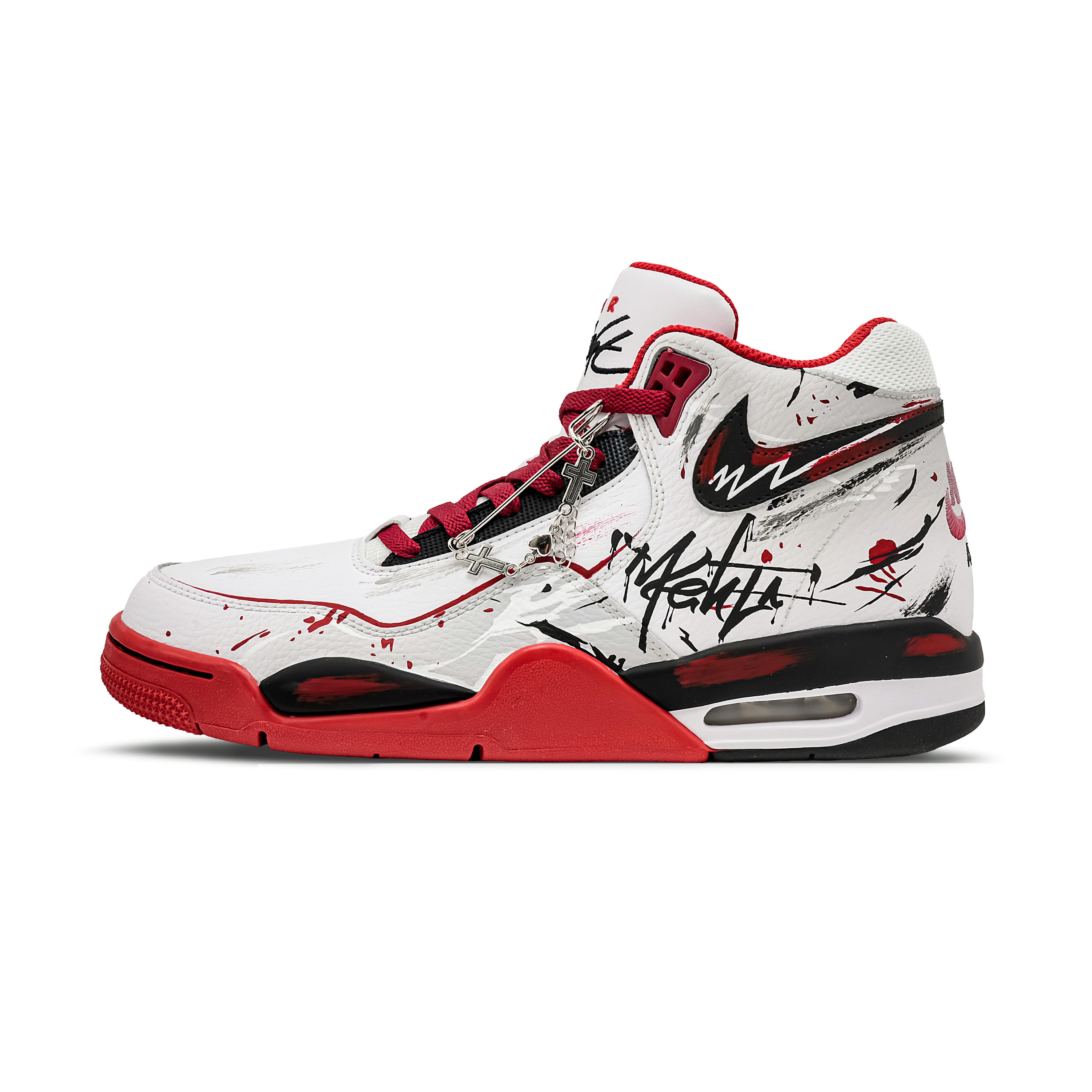 

Nike Flight Legacy Crack Coverage Support Height Increasing High top Vintage Basketball Shoes Men s Red White BQ4212-100(Team861-) 44