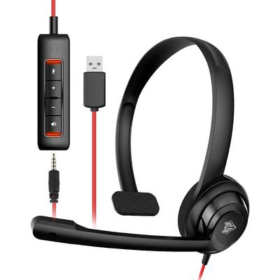 NUBWO HW02 USB Headset mit Mikrofon Geräuschunterdrückung & Inline-Steuerung, Ultra Computer-Headset, On-Ear Kabelgebundenes Büro-Callcenter-Headset