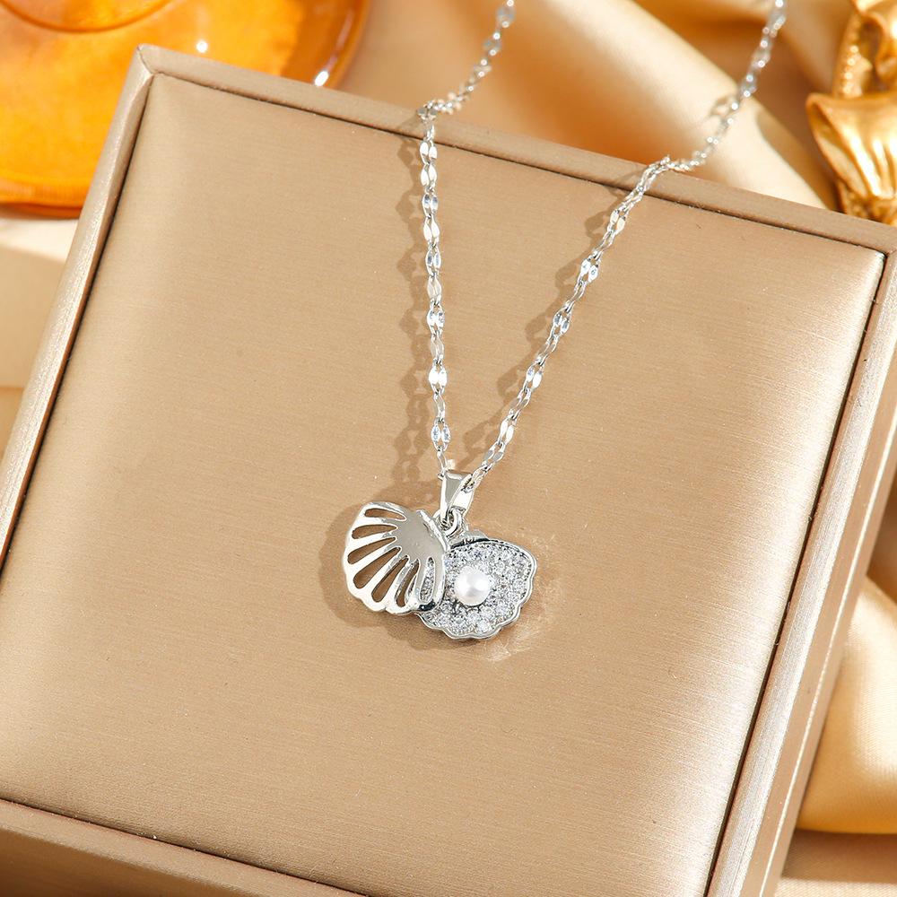 Titanium Steel Necklace For Women Elegant Simple Fashion Zircon Collarbone Chain Light Luxury Niche Jewelry