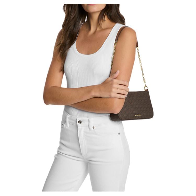 Michael Kors Empire Coated Canvas Shoulder Bag Medium Women's Brown 32S5G8EW6B-BRONZO/GHIANDA