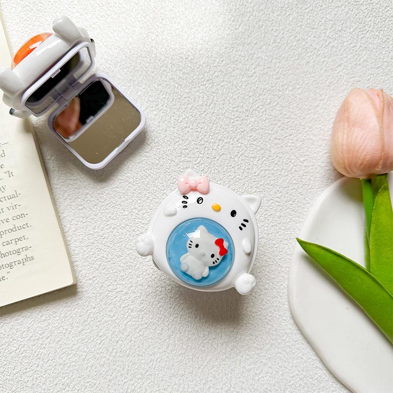 Cartoon Cute Mobile Phone Airbag Holder Puppy Flip Mirror Cat Makeup Mirror Portable Style Niche