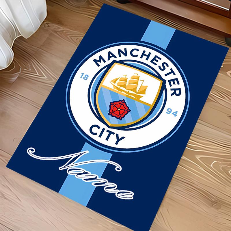 Op maat gemaakte Manchester City F.C. Print Vloerkleed - Zacht, Wasbaar Antislip Binnentapijt, Woonkamer, Huis & Kantoor Decoratief Tapijt