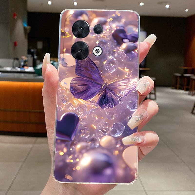 Hülle für OPPO Reno 8 5G Mode Schmetterlingsblumen Klar Weiches TPU Silikon Rückseite für OPPO Reno 8 Pro / Reno8 5G Handyhülle