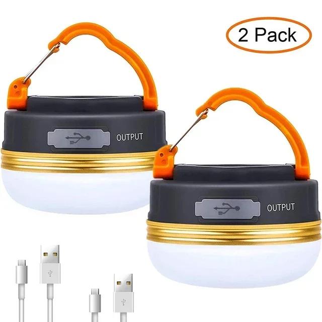 Portable LED Camping Hanging Lanterns Camping Tent Light USB Rechargeable Outdoor Waterproof Hiking Fishing Emergency Bulb