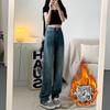 Jeans for Women In Autumn and Winter High Waist Loose and Plush Straight Wide Leg Jeans