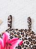 Girls One Piece Swimsuit Leopard Print Lily Flower Summer Swimwear Fashion Kids Bathing Suit Holiday Outfit