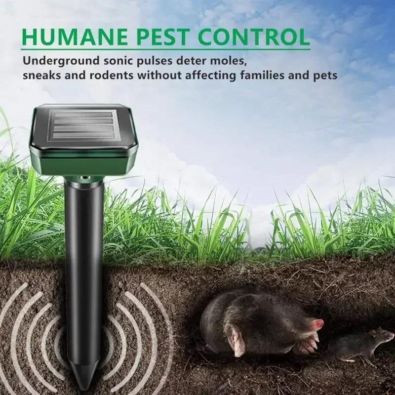 1/2/4PCS Solar Powered Ultrasonic Pest Repeller Waterproof Mole Snake Mice Rodent Repellent for Outdoor Garden Yard Farm