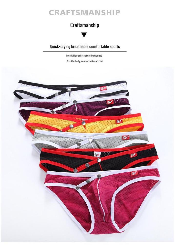 Breathable Mesh Low-Waist Detachable Men's Bikini Briefs - Sexy Fashionable Design