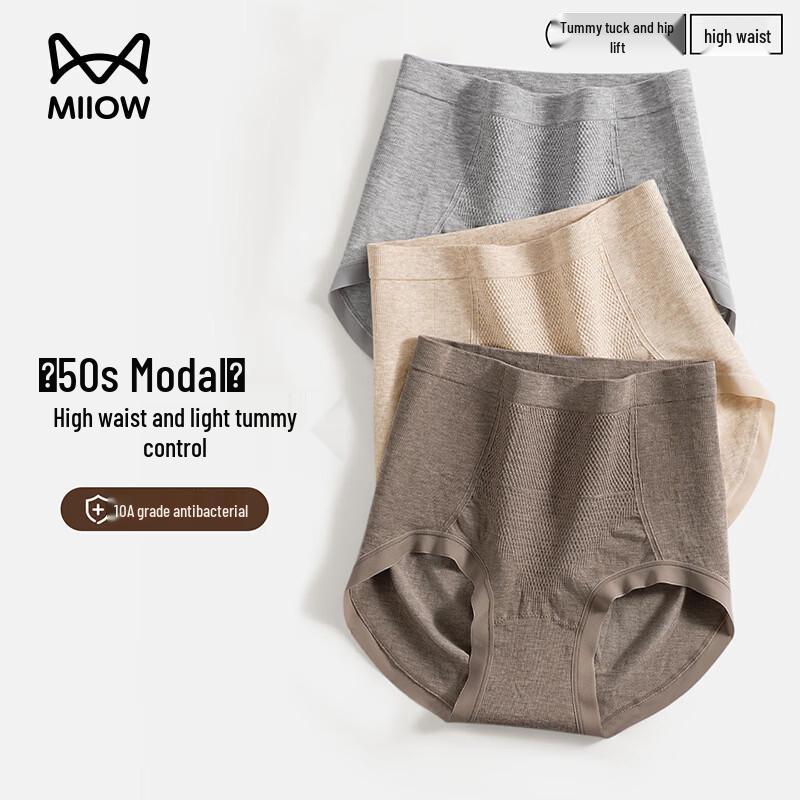 Miiow Women s High-Waist Tummy Control Modal Briefs with Silk Crotch F