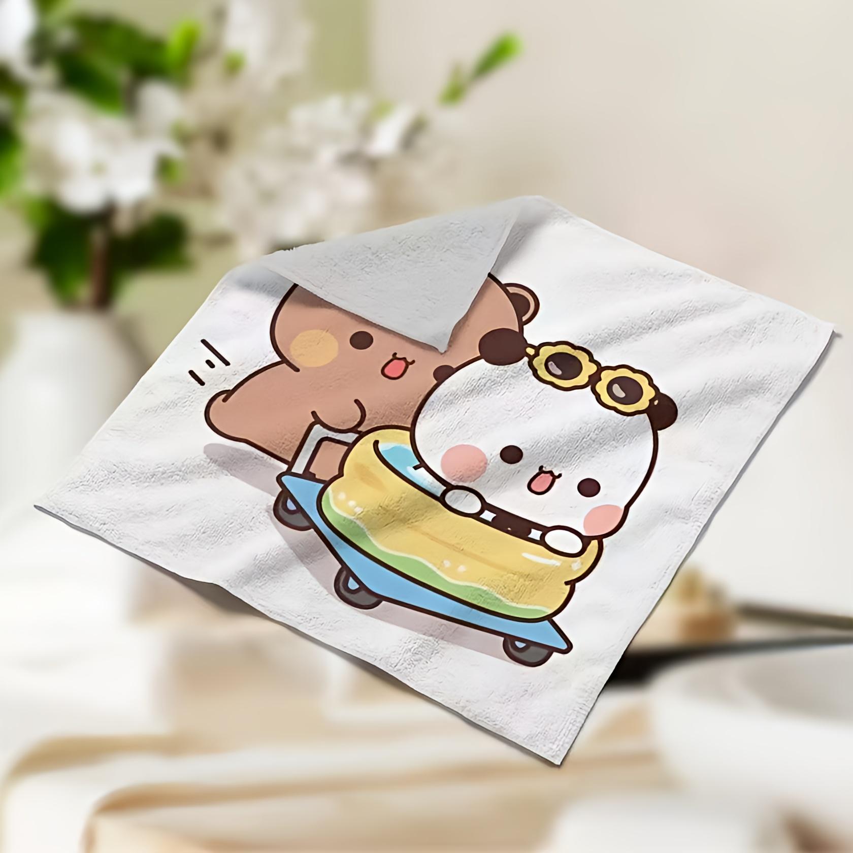 

Cute Bubu Dudu Bath Towel Cartoon Anime Cotton Towel Solid Color Soft Absorbent Towels Multipurpose Use for Travel Bathroom