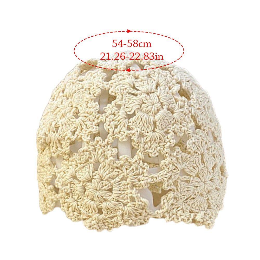 Flowers Beret Cap Lace Skullies Hat Breathable Knitted Hat  for Women