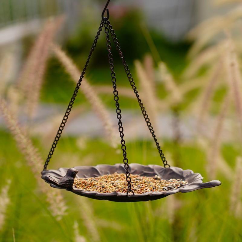 ABBP-Hanging Bird Feeder-Leaf Chain Design-Iron Art Garden Decorative Bird Feeding Station