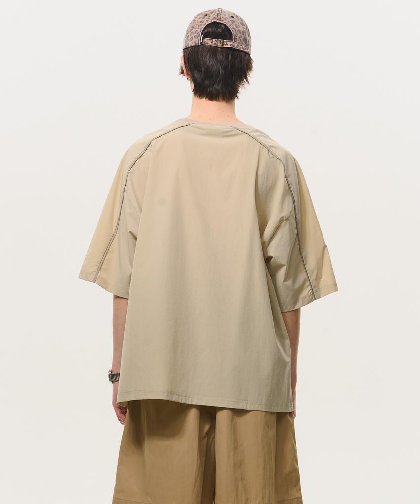 BLACK MOMENT Tech Stitch Oversized T-Shirt [Beige]