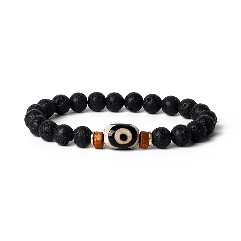 Lava Onyx Dzi Tibetan Buddha Bracelets Men Volcanic Stone Chakra Beads Diffuser Bracelet Women Vintage Meditation Amulet Jewelry