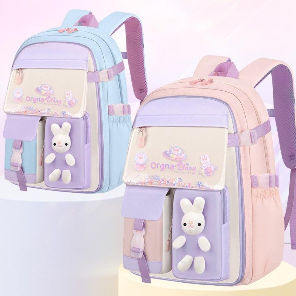 Side-Open Rabbit Children Backpack Oxford Student School Bag Simple Shoulders Bag  Primary School