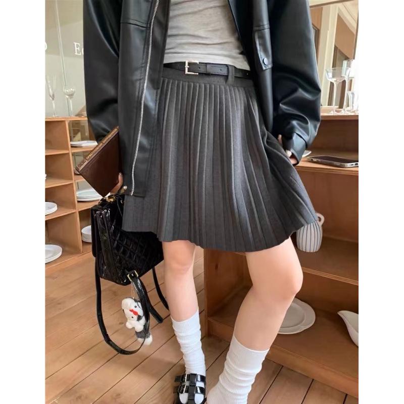 

Retro High-Waist A-Line French Knit Mini Skirt for Women - Autumn/Winter 2024 L