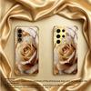 Golden Rose Pattern Glass Phone Case Suitable for Samsung Galaxy S26 S25 S24 S23 S22 S20FE/Ultra/Plus Four Corner Anti Drop Case