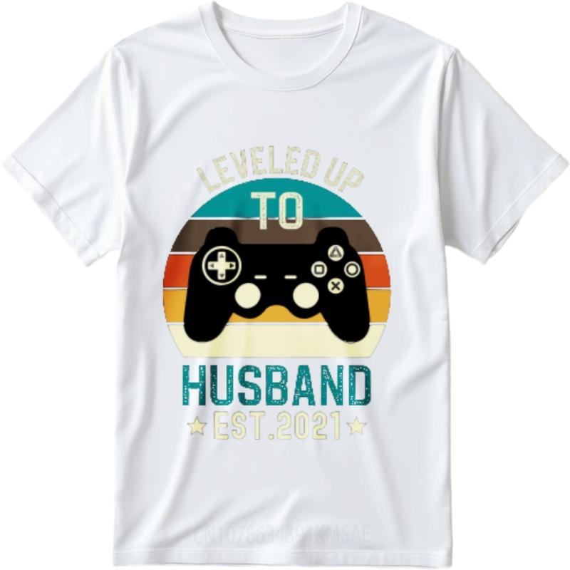Vintage Short Sleeve Shirt Breathable Women Oneck t shirt Vintage Leveled Up To Husband Est 2021 Everyday Teenagers Tee shirt