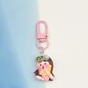 Funny Cartoon Rich Lady Keychain Pendant for Students – Girlish Leopard Print Decoration
