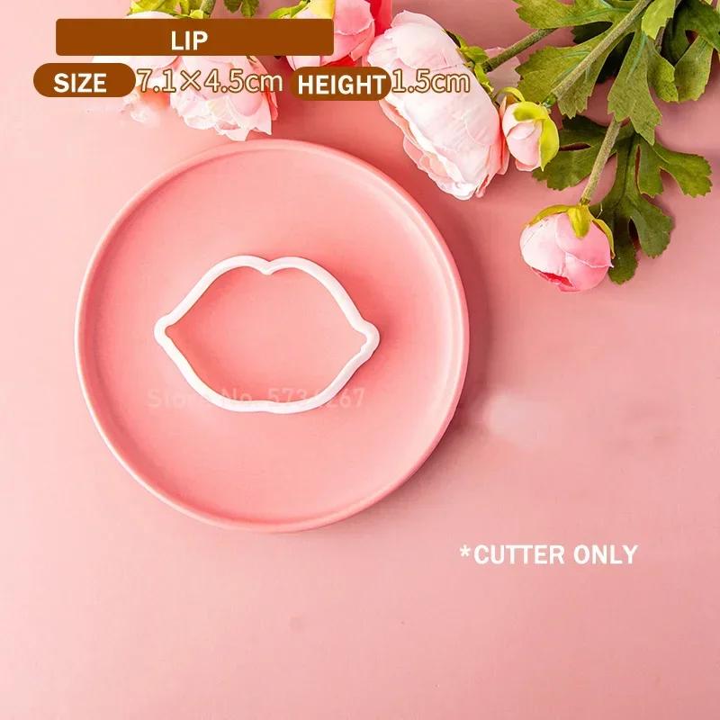 2023 Valentine's Day Heart Fondant Printing Stamp Cartoon Lips Love Letter XOXO Cookie Cutter Embosser Cake Mold DIY Baking Mold