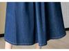 2025 Frühling/Sommer Koreanischer A-Linien Denim Midirock mit plissiertem Saum und elastischer hoher Taille.