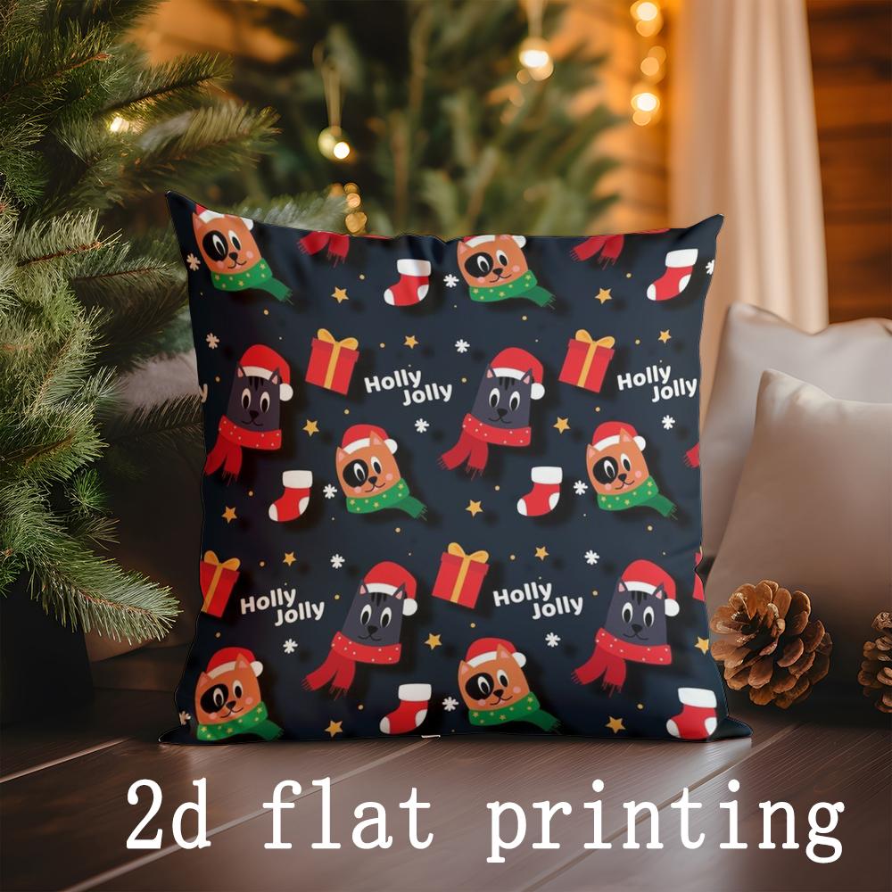 Home Decor Christmas-Themed Pillow Covers Suitable For Sofa Bedroom Car Pillow Cover Cushion Rectangular Back Cushion