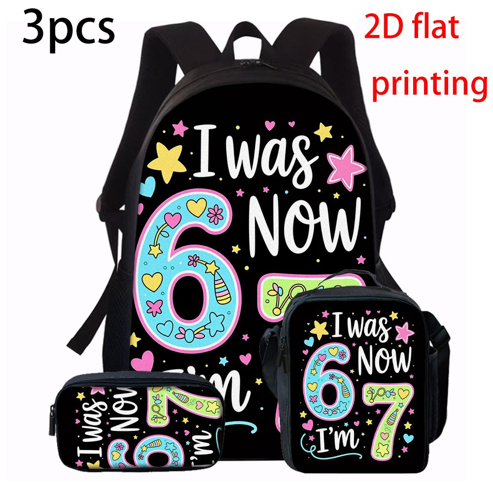 1/2/3/4/5 stuks Cartoon Nummer 67 Patroon Rugzak Set Lichtgewicht Grote Capaciteit Schooltas met Reistas Kinderen Perfect Cadeau