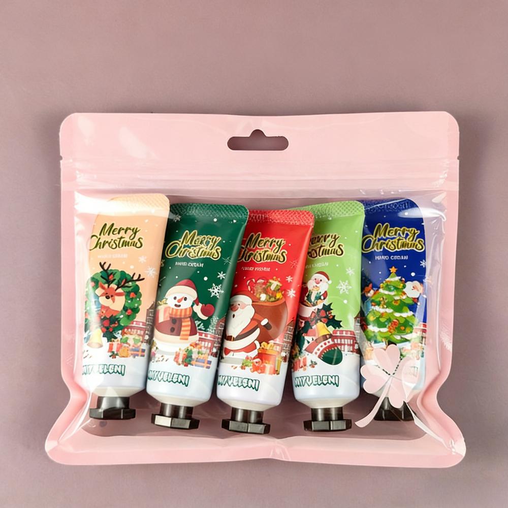 Weihnachts-Handcreme-Geschenkset 5 Teile Feuchtigkeitsspendende Mini-Reiselotion für Damen Herren Weihnachtsstrumpffüller Weihnachtsfeier-Mitbringsel