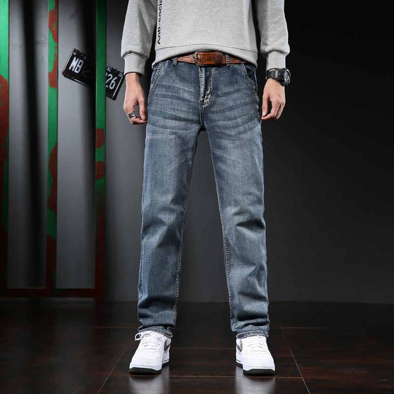 

Черно-серые летние джинсы, мужские эластичные модные брендовые облегающие длинные брюки с небольшими штанинами, весенний и осенний стиль 40