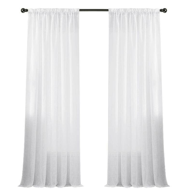 Sheer Linen Textured Curtain Rod Pocket Semi Sheer Voile Drapes Privacy Panel for Living Room Bedroom Window Elegant Treatments