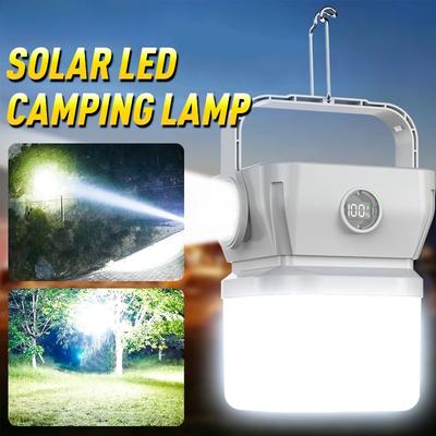 Solar Camping Lamp Portable Outdoor Tent Light Night Emergency Lights Type-C Rechargeable Lantern with Hook Tent Lamp Campinglight