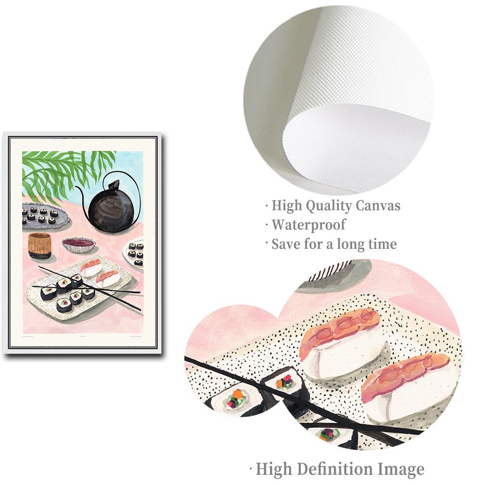 Sushi Ramen Kaffee Morgen Poster und Druck Nordic Food Bilder Küche Esszimmer Restaurant Wand Kunst Leinwand Malerei Dekor